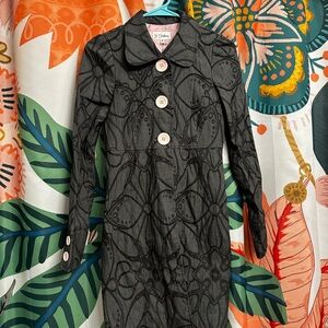 3 Sisters Black Floral Long Sleeve Coat - S